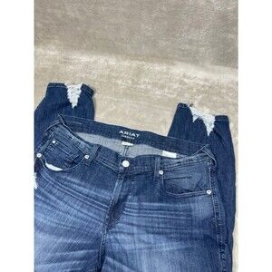 Ariat Denim Boyfriend Jeans Women Size 33R Dark Wash Distressed Straight
